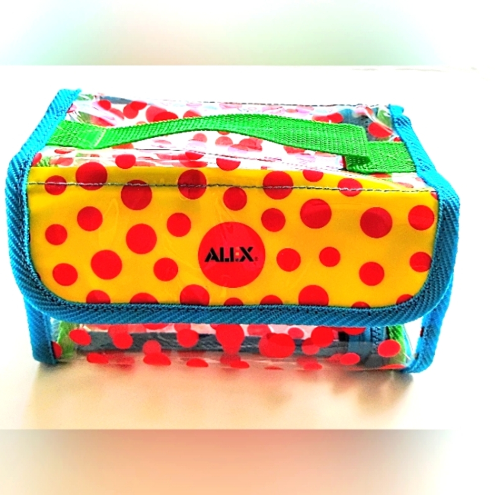 ALEX Polka Dot Clear Case for Makeup, Travel, Kids, Accessories etc. 7x4x4 CUTE!